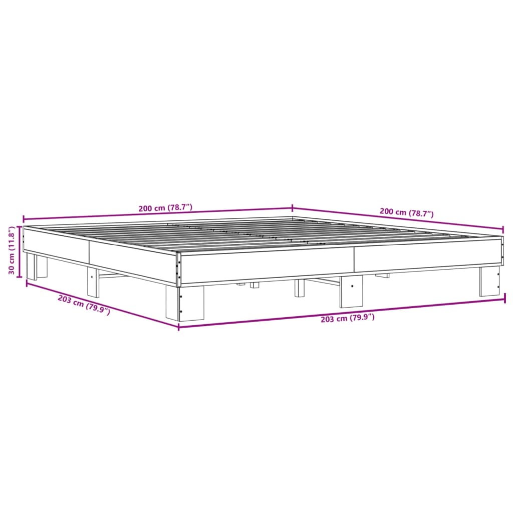 vidaXL Bed Frame without Mattress Brown Oak 200x200 cm