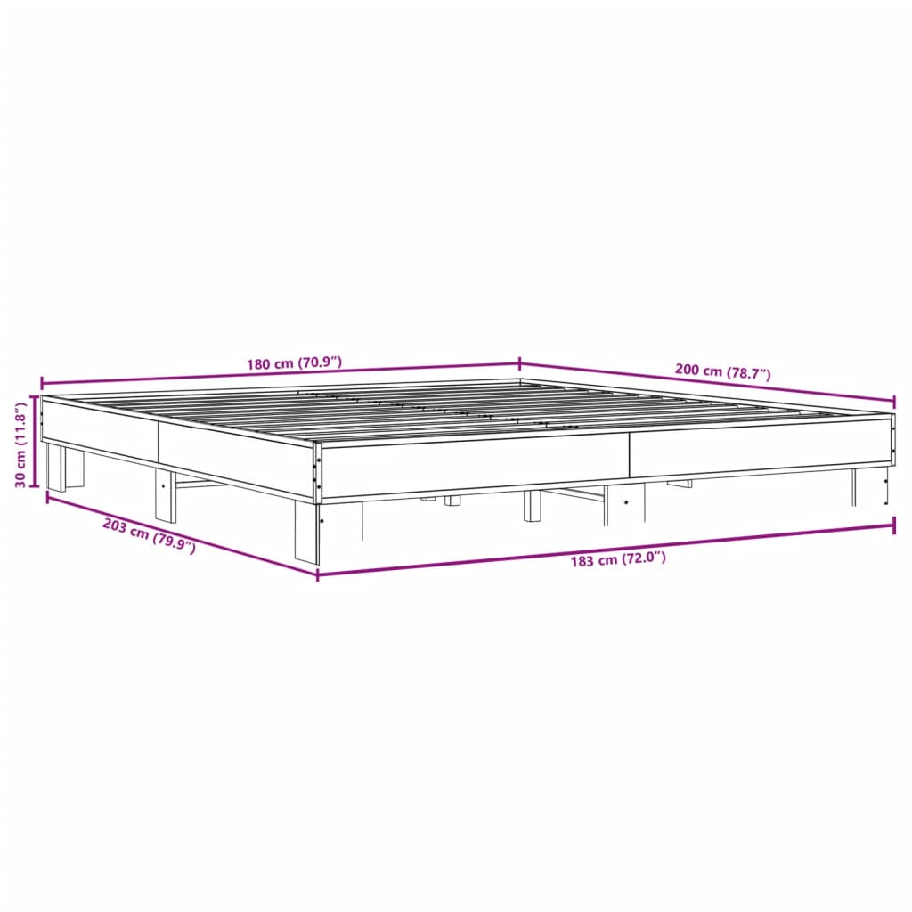 vidaXL Bed Frame without Mattress Sonoma Oak 180x200 cm Super King