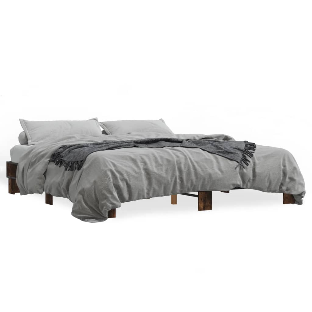 vidaXL Bed Frame without Mattress Smoked Oak 180x200 cm Super King