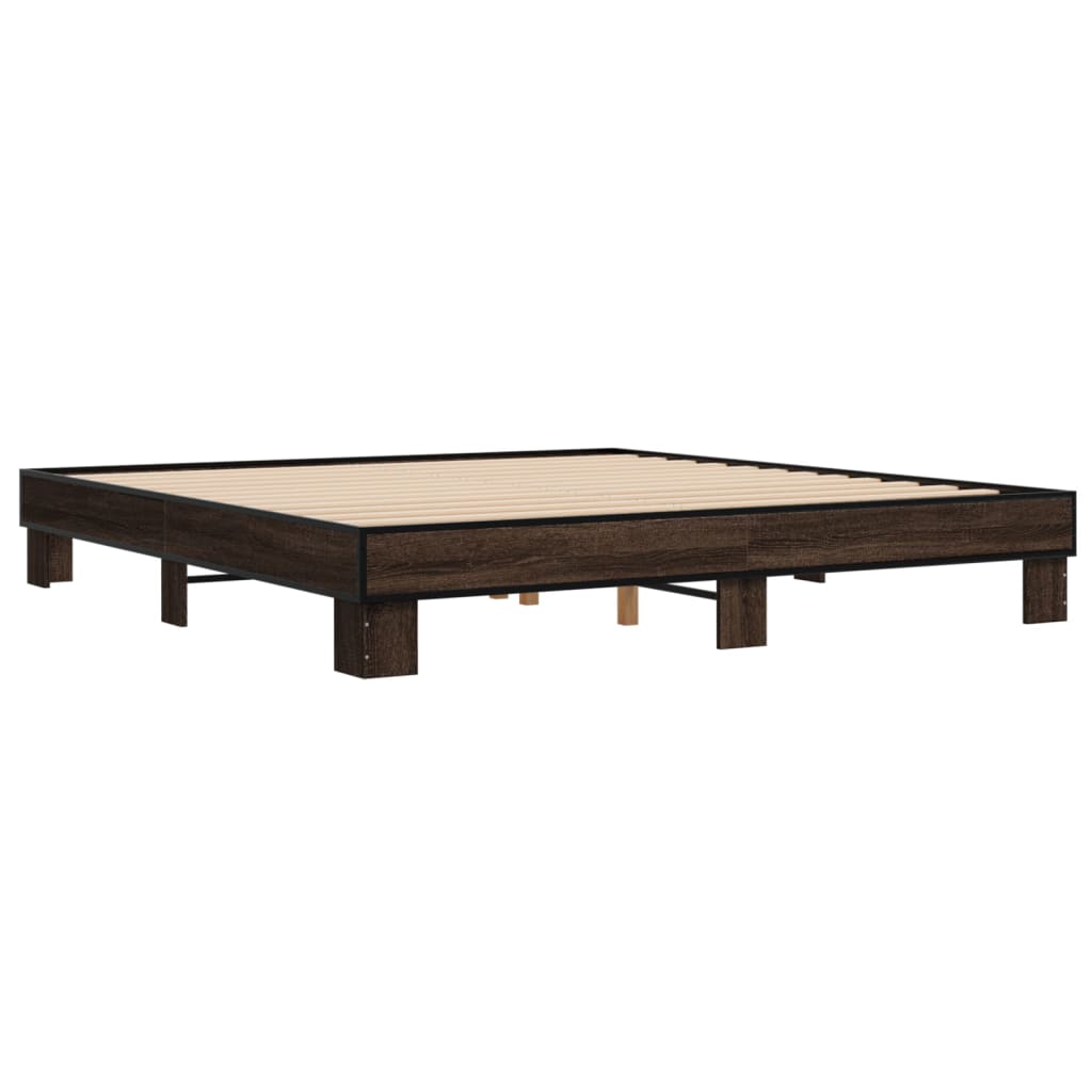 vidaXL Bed Frame without Mattress Brown Oak 180x200 cm Super King