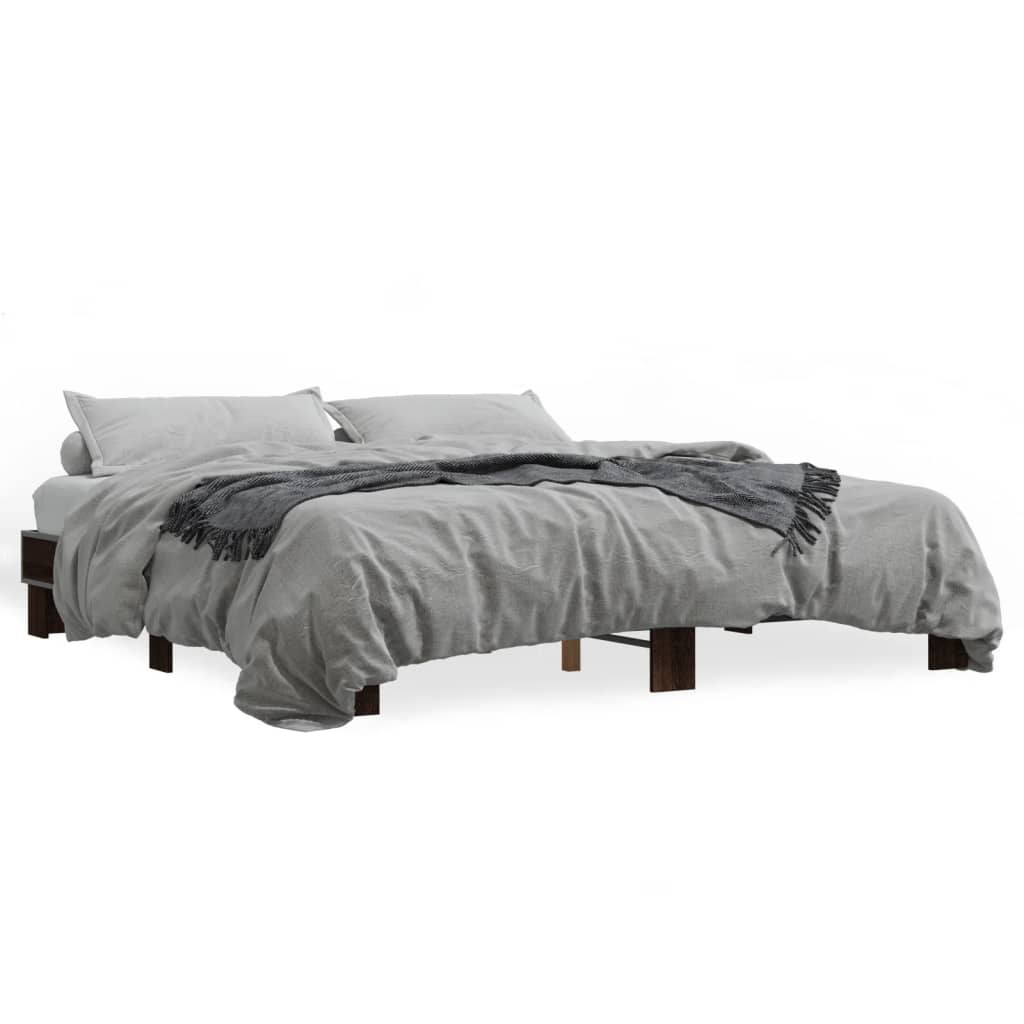 vidaXL Bed Frame without Mattress Brown Oak 180x200 cm Super King