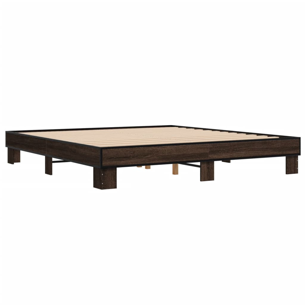 vidaXL Bed Frame without Mattress Brown Oak 180x200 cm Super King