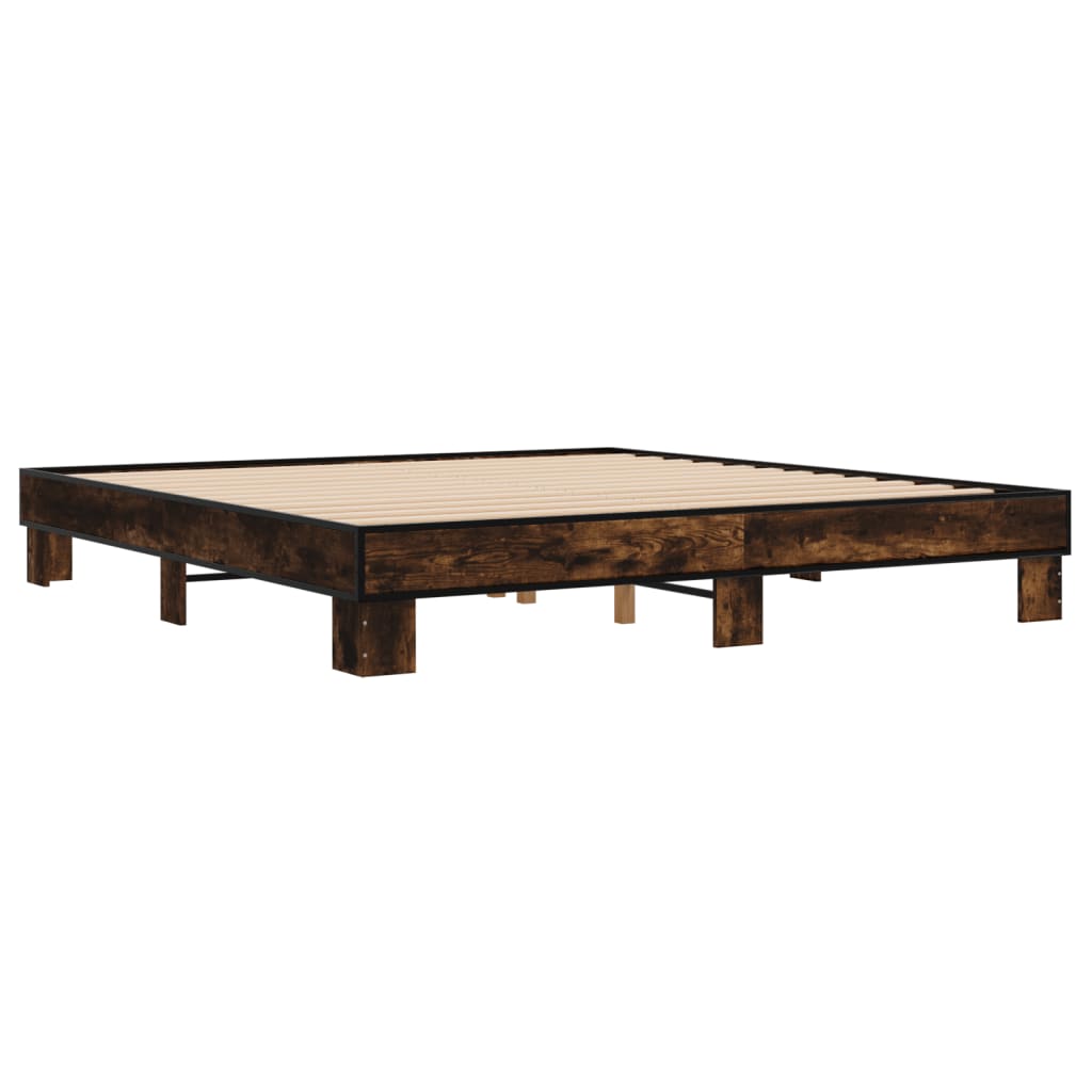 vidaXL Bed Frame without Mattress Smoked Oak 160x200 cm