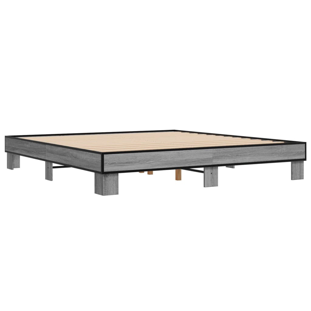 vidaXL Bed Frame without Mattress Grey Sonoma 160x200 cm