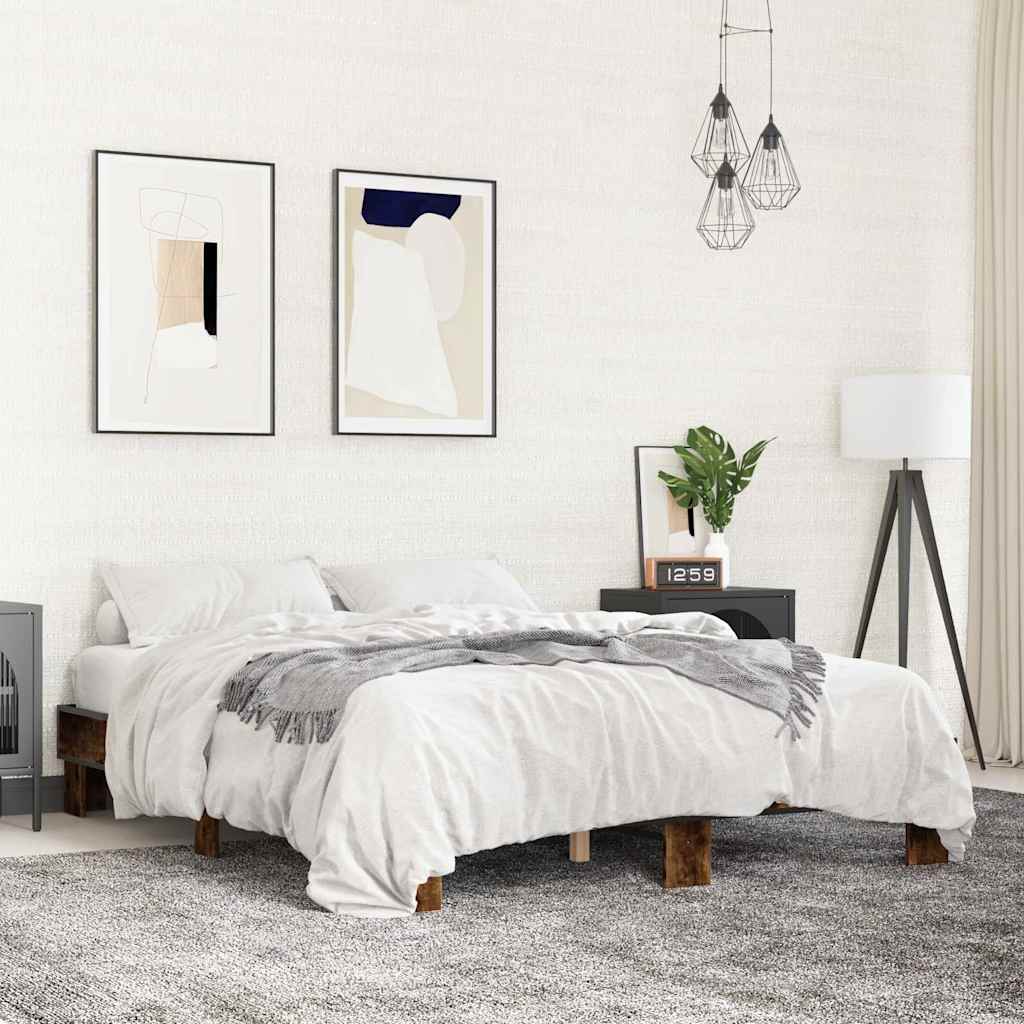 Bed Frame without Mattress Smoked Oak 150x200 cm King Size