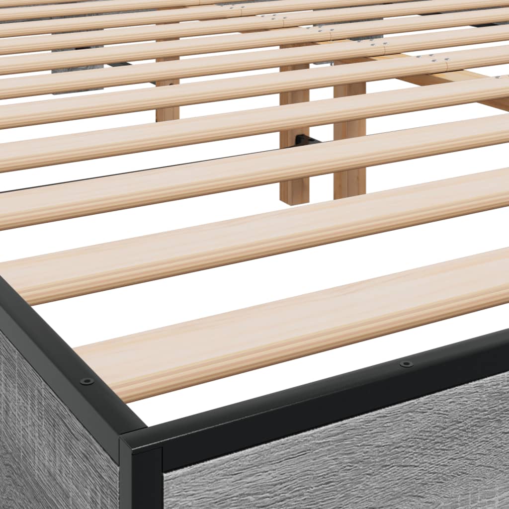 Bed Frame without Mattress Grey Sonoma 150x200 cm King Size