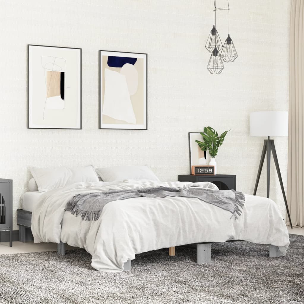 Bed Frame without Mattress Grey Sonoma 150x200 cm King Size