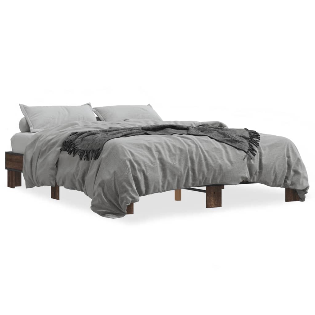 vidaXL Bed Frame without Mattress Brown Oak 150x200 cm King Size