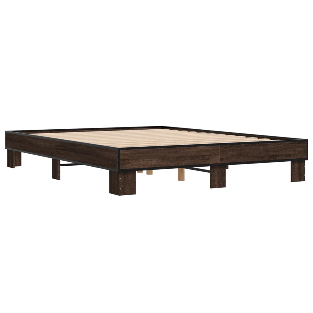 vidaXL Bed Frame without Mattress Brown Oak 150x200 cm King Size