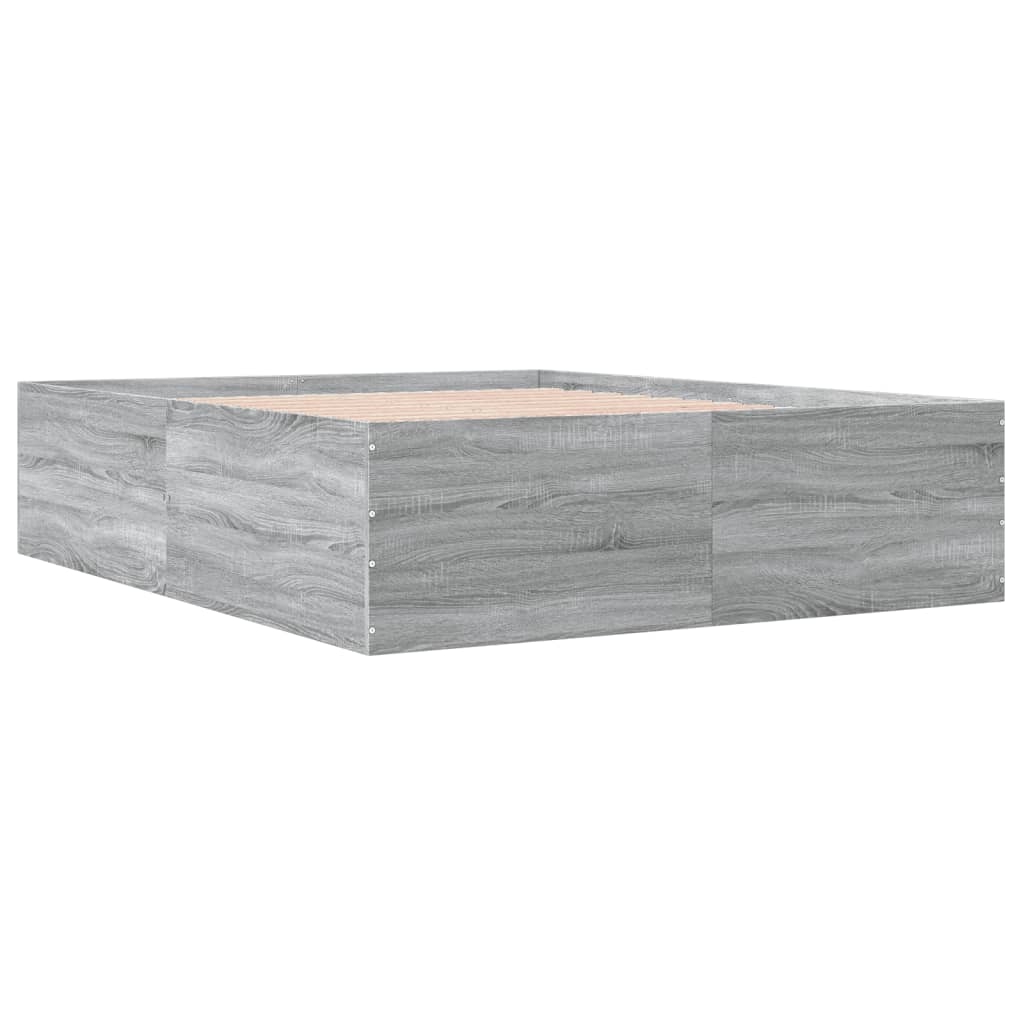 Bed Frame without Mattress Grey Sonoma 160x200 cm