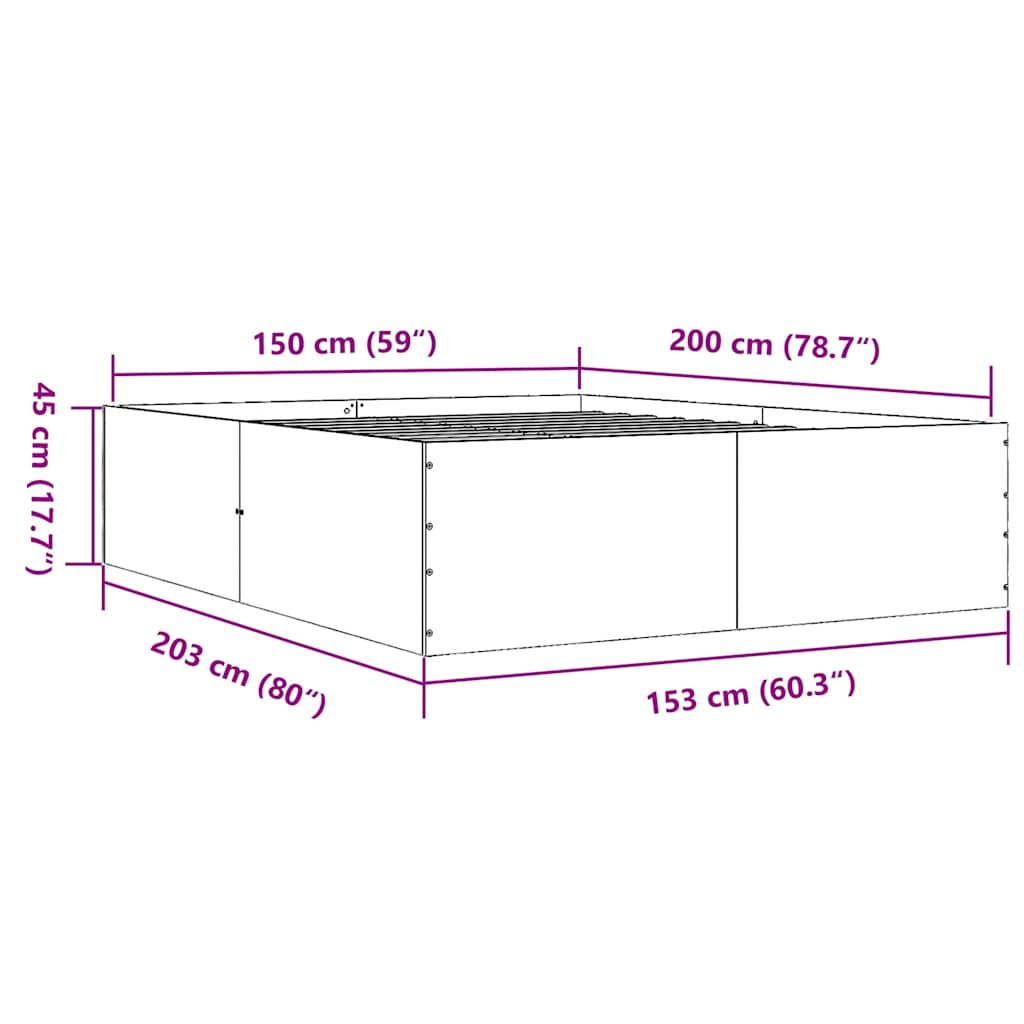 Bed Frame without Mattress Black 150x200 cm