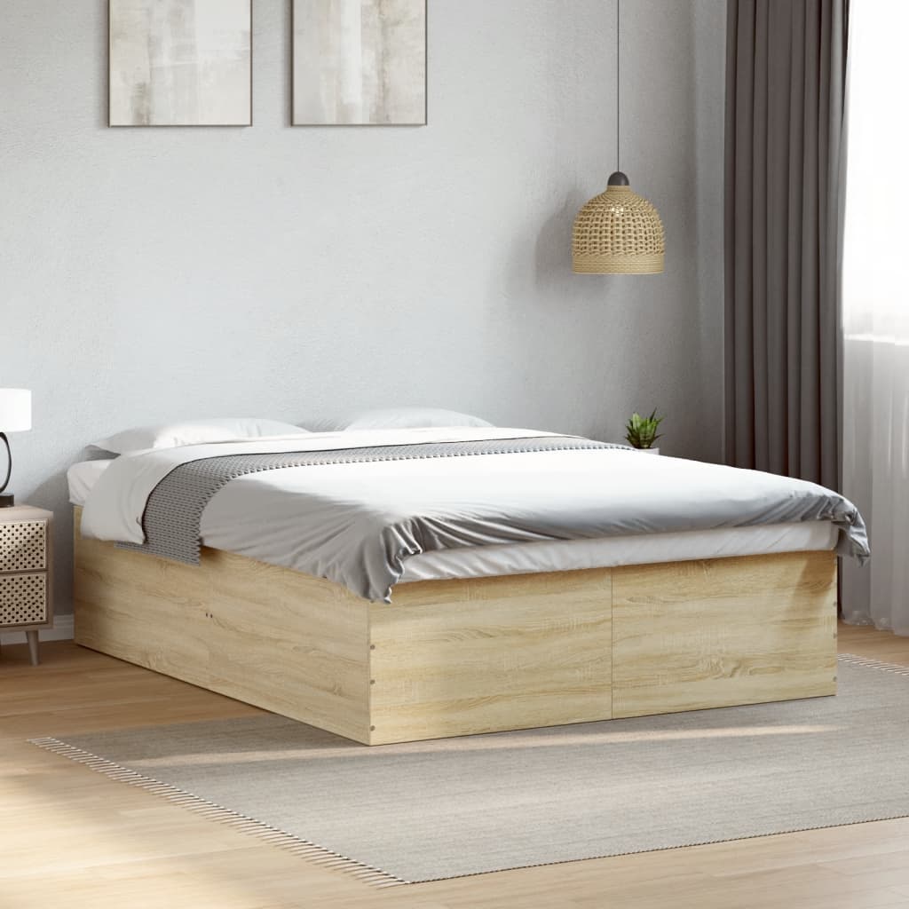 Bed Frame without Mattress Sonoma Oak 150x200 cm