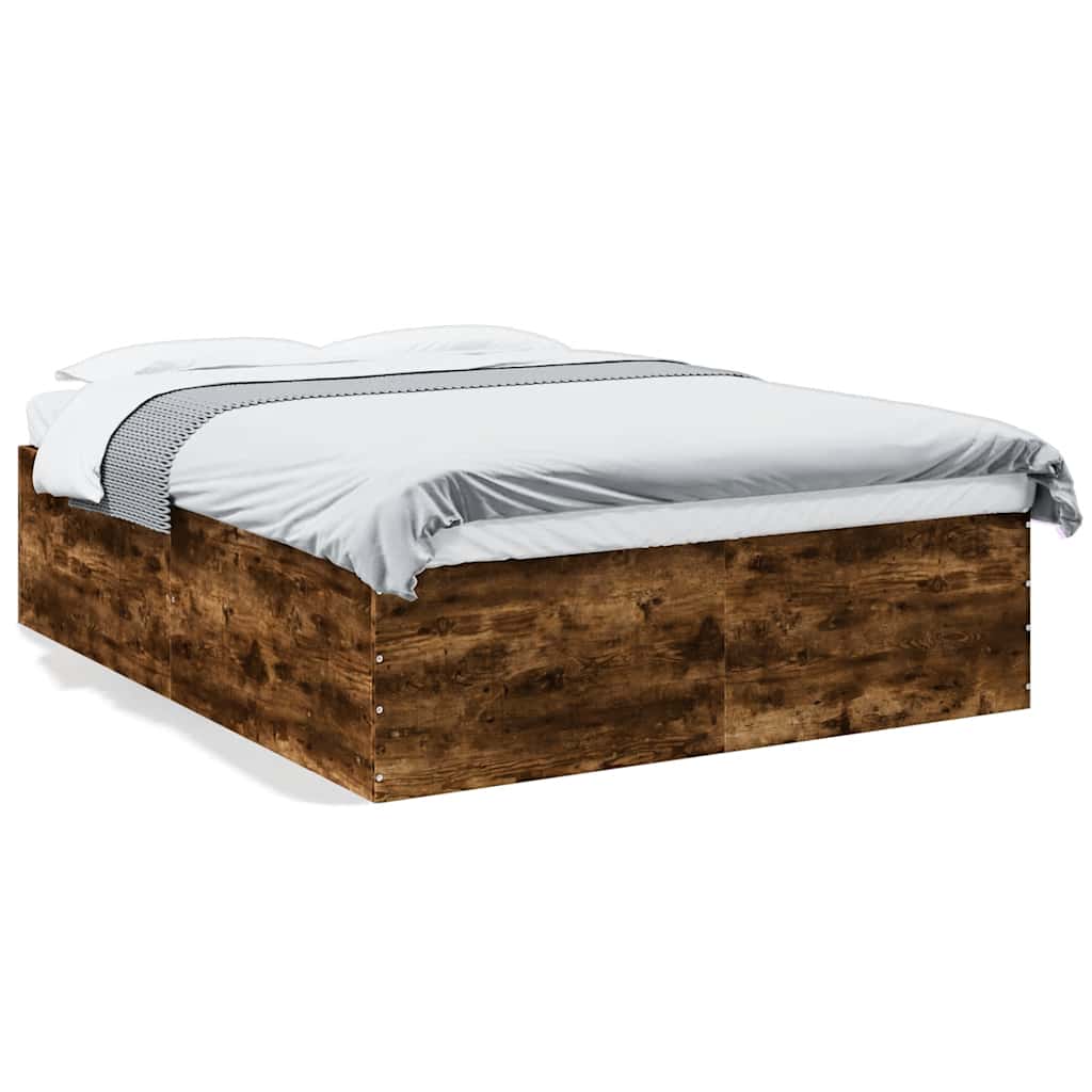 Bed Frame without Mattress Smoked Oak 150x200 cm