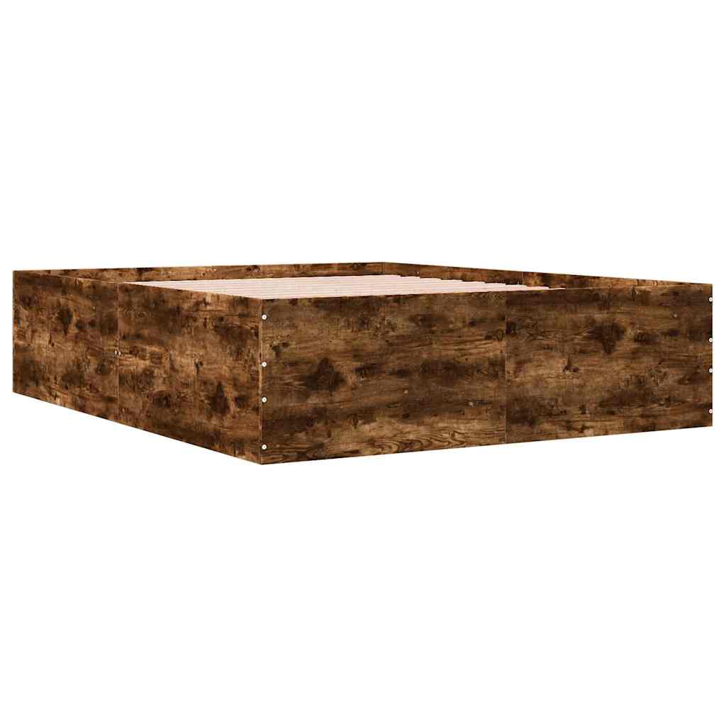 Bed Frame without Mattress Smoked Oak 150x200 cm