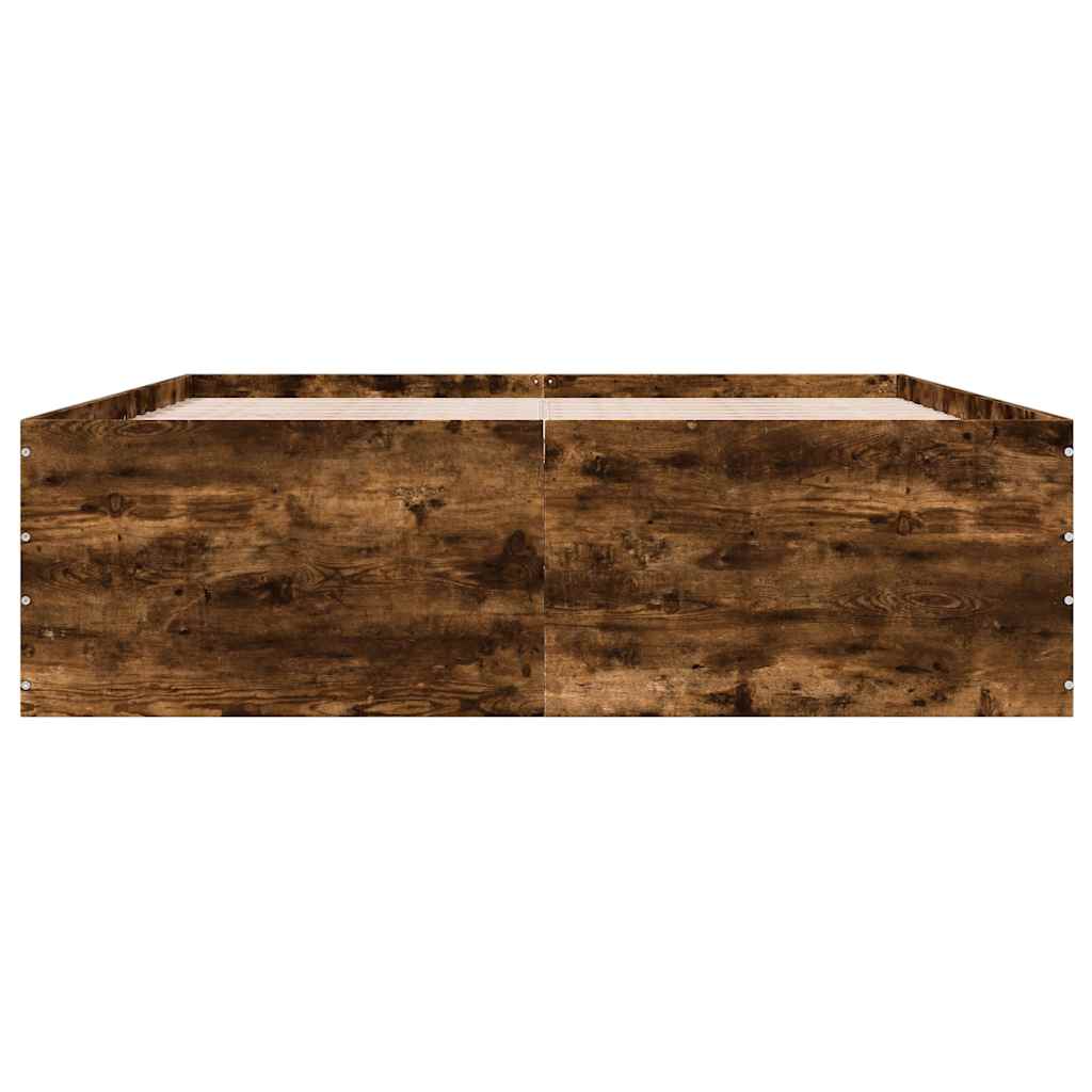 Bed Frame without Mattress Smoked Oak 150x200 cm