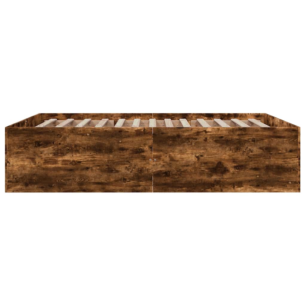 Bed Frame without Mattress Smoked Oak 150x200 cm