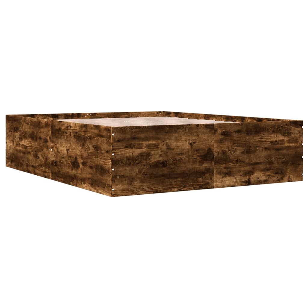 Bed Frame without Mattress Smoked Oak 150x200 cm