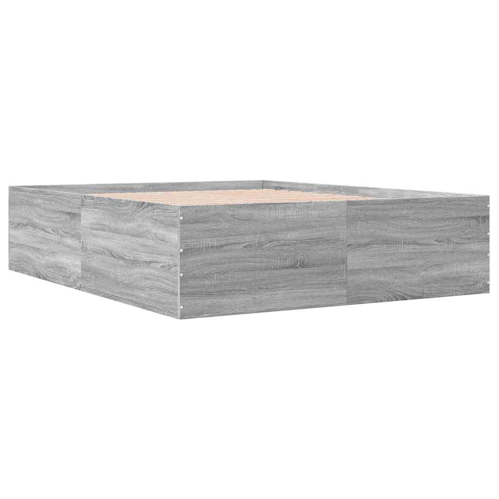 Bed Frame without Mattress Grey Sonoma 150x200 cm