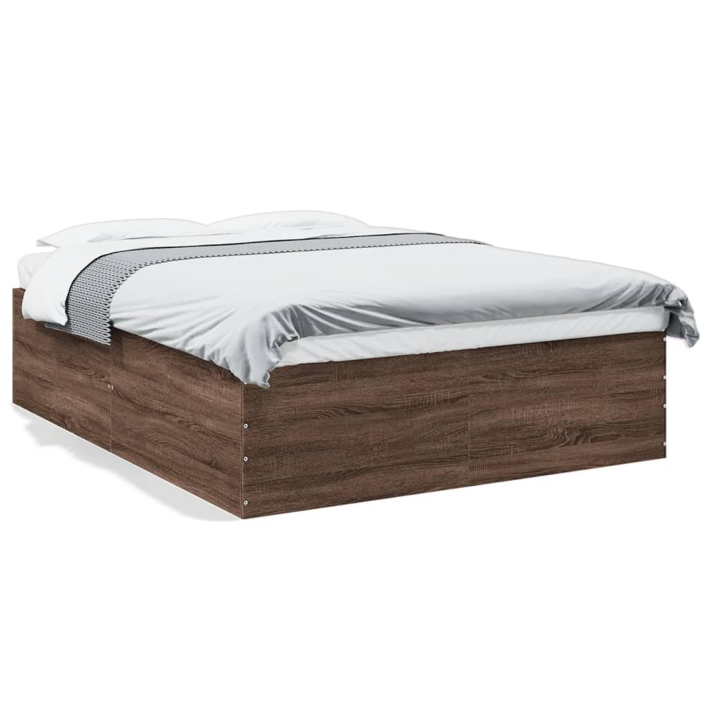 Bed Frame without Mattress Brown Oak 150x200 cm