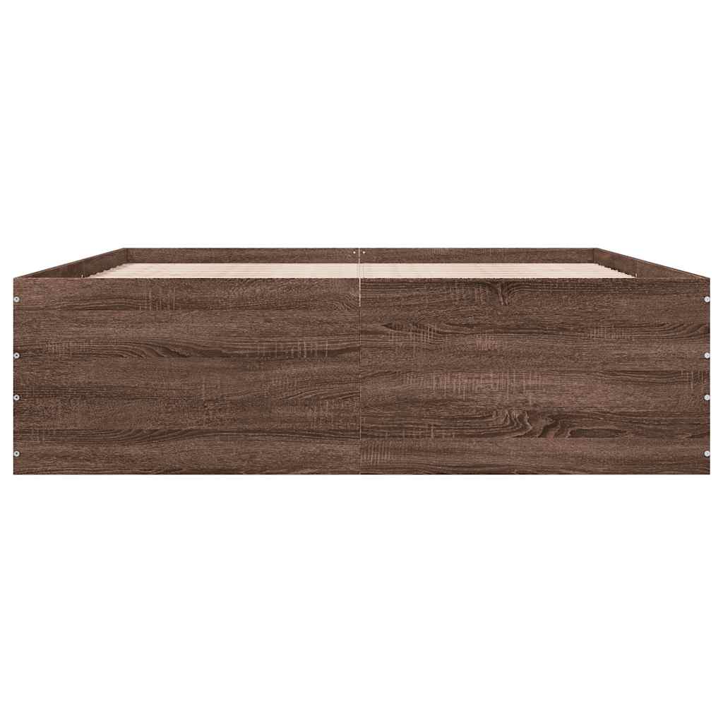 Bed Frame without Mattress Brown Oak 150x200 cm
