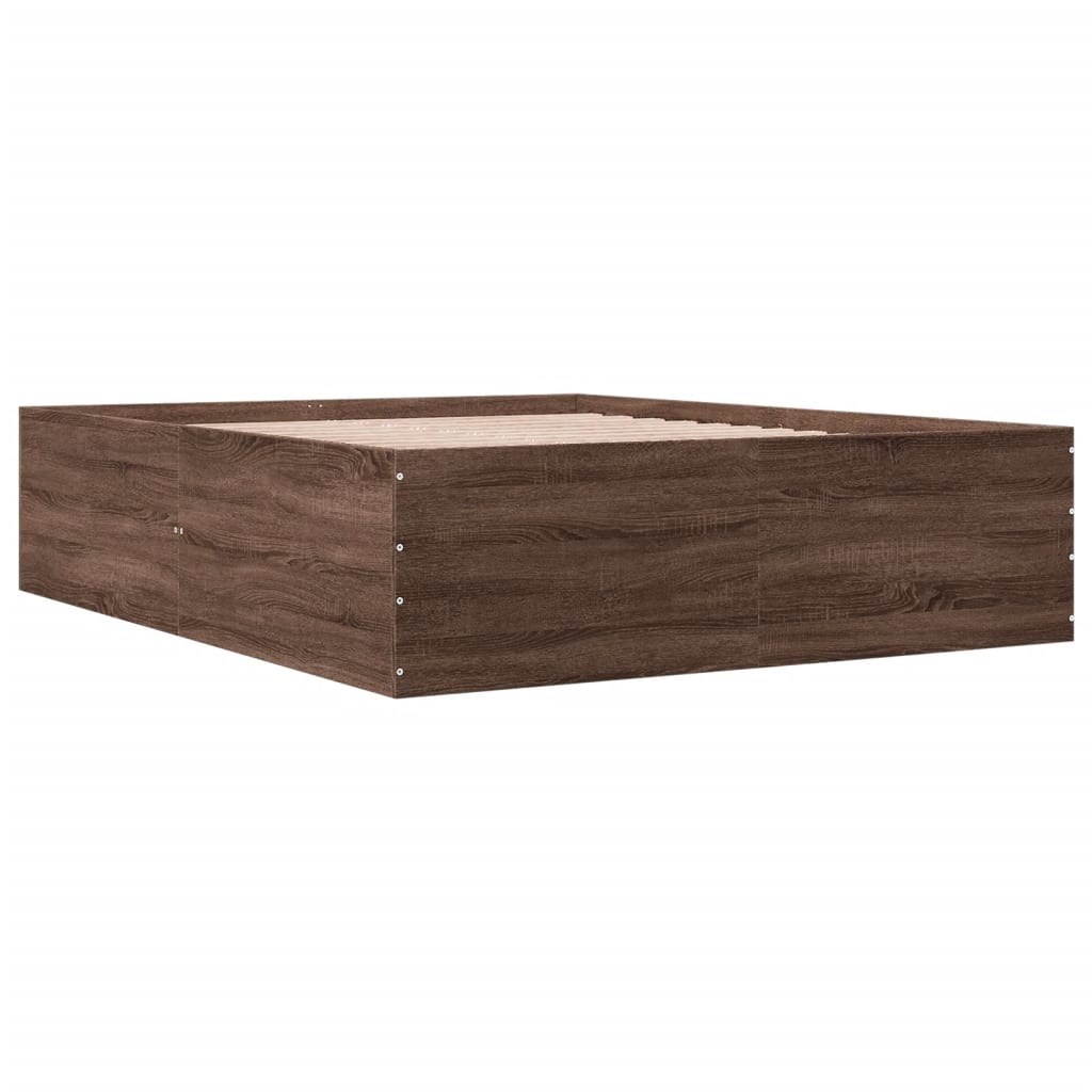 Bed Frame without Mattress Brown Oak 150x200 cm