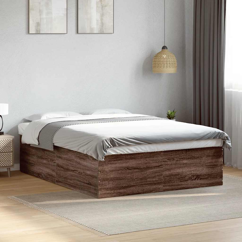 Bed Frame without Mattress Brown Oak 150x200 cm