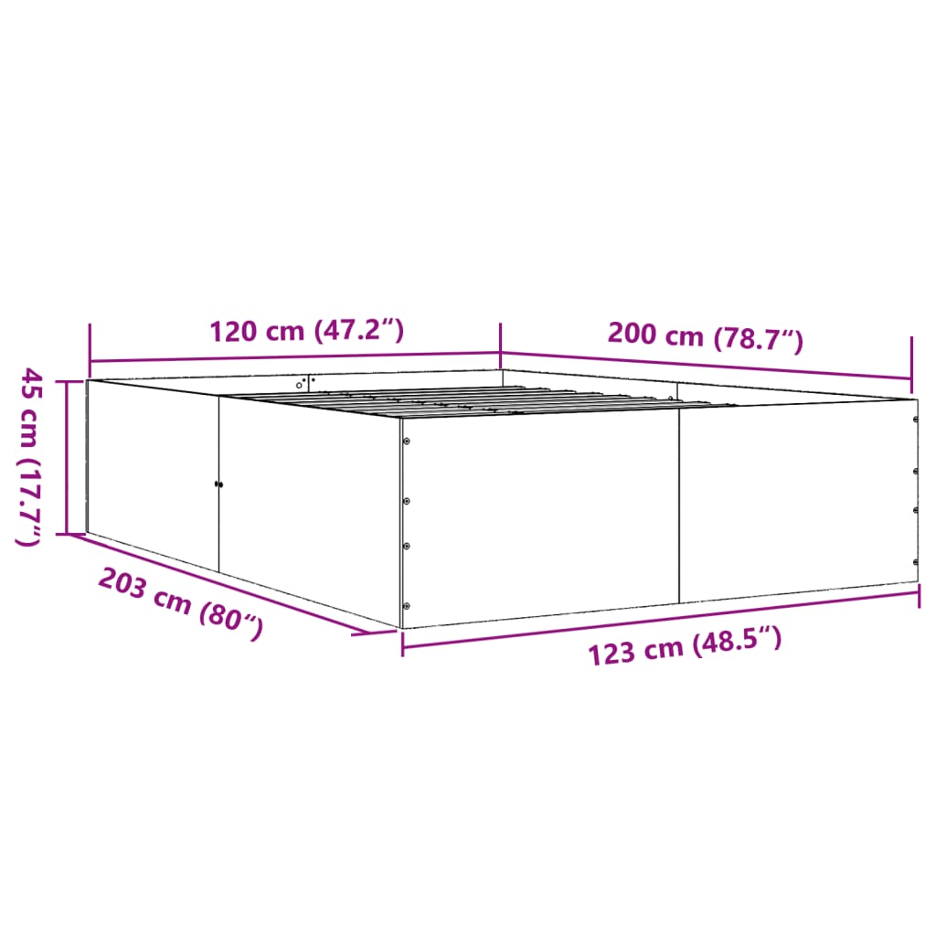 Bed Frame without Mattress Black 120x200 cm