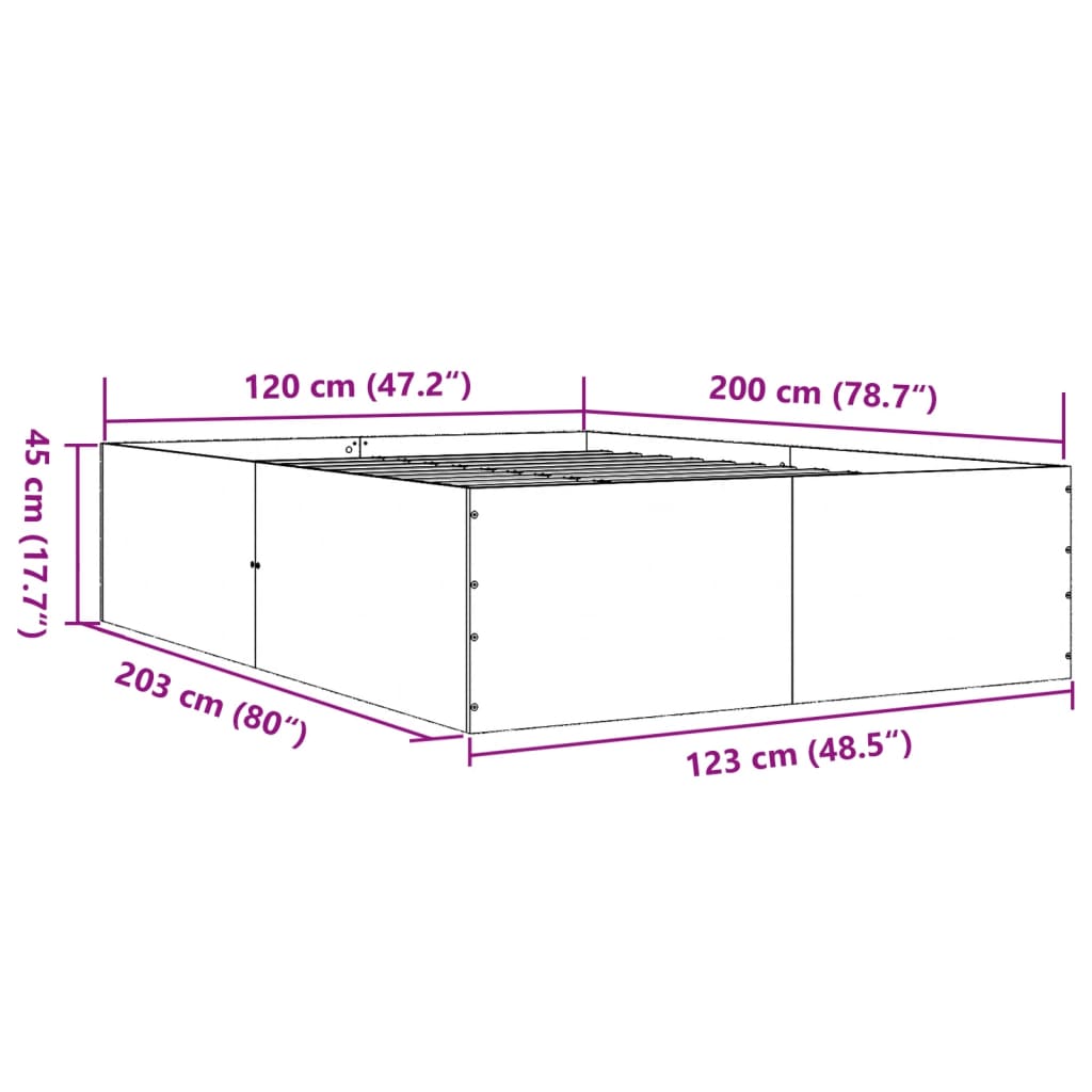 Bed Frame without Mattress Brown Oak 120x200 cm