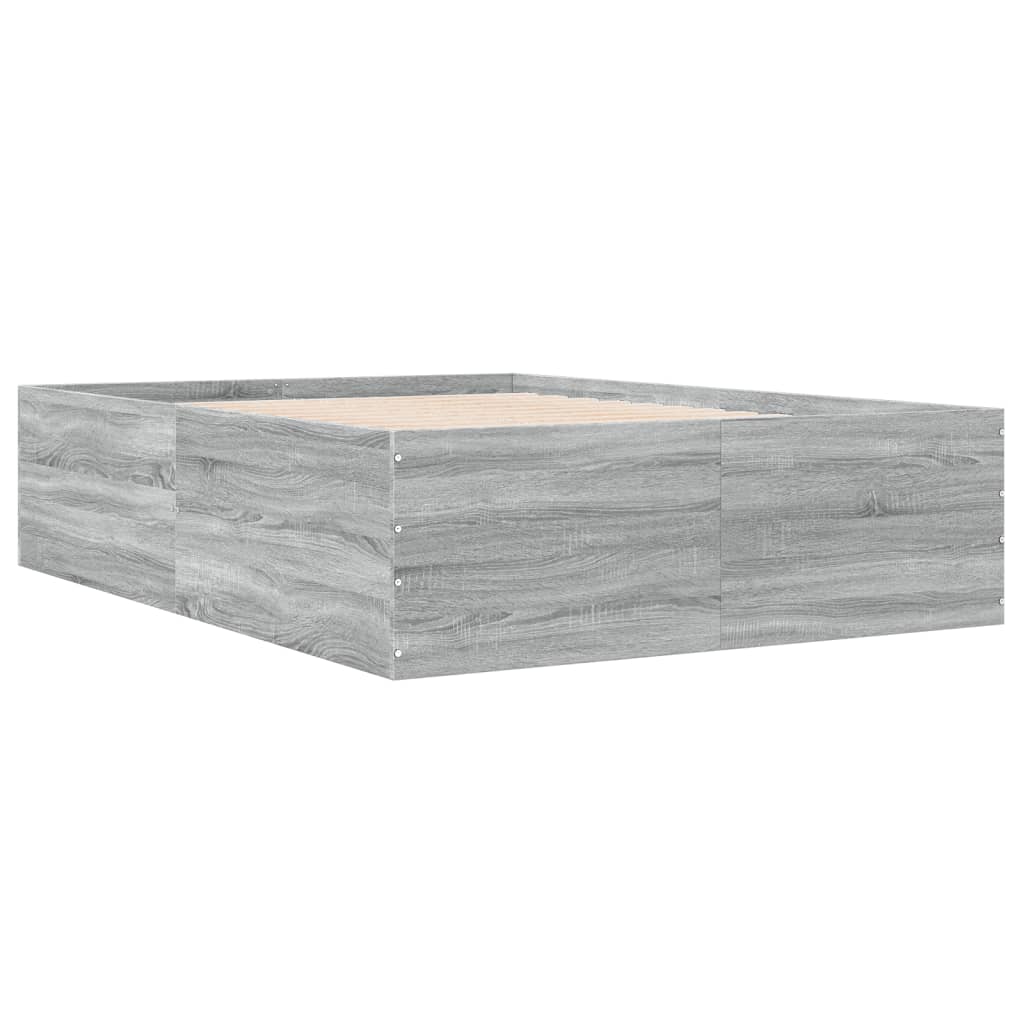 Bed Frame without Mattress Grey Sonoma 140x190 cm