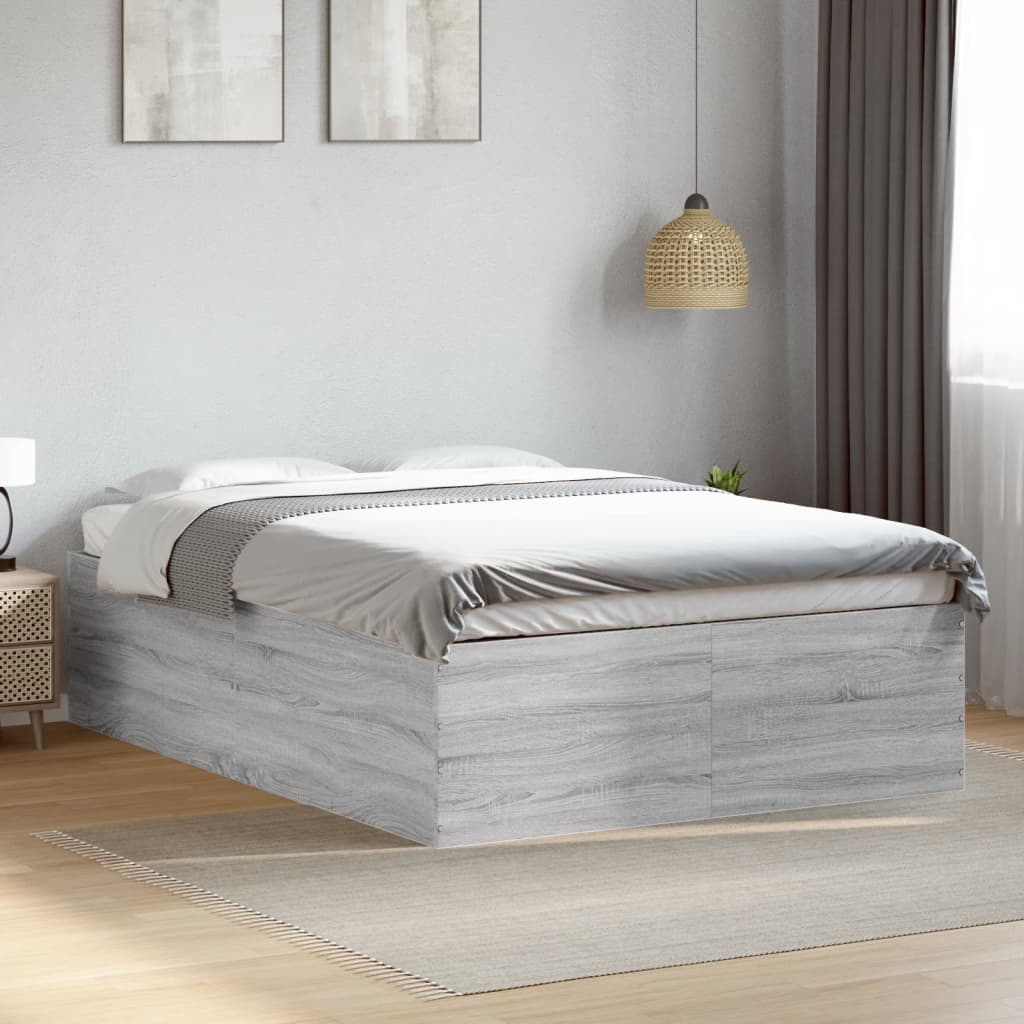 Bed Frame without Mattress Grey Sonoma 140x190 cm