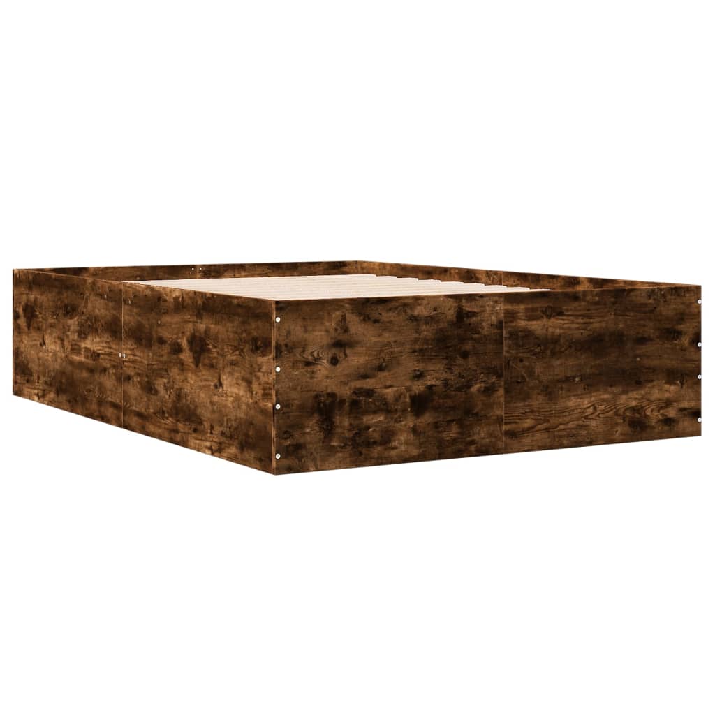 Bed Frame without Mattress Smoked Oak 135x190 cm Double