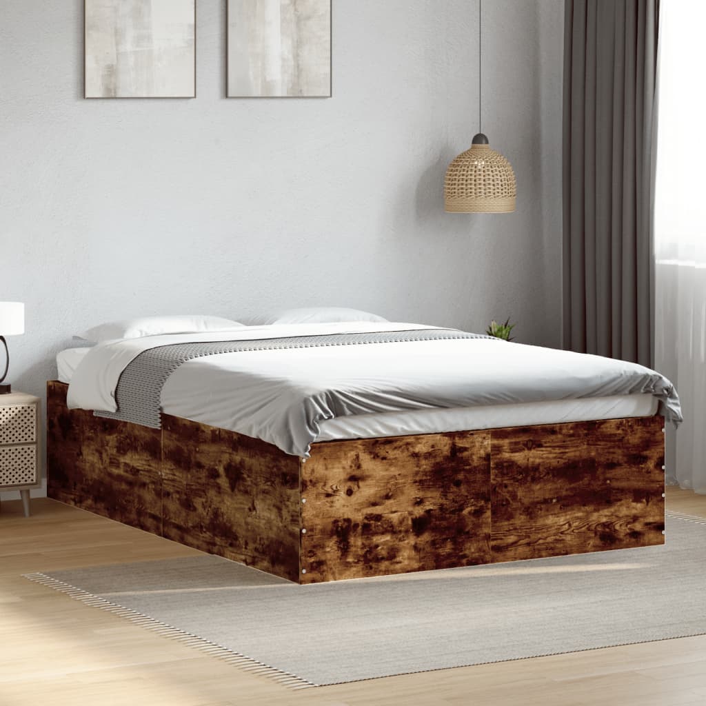 Bed Frame without Mattress Smoked Oak 120x190 cm Small Double