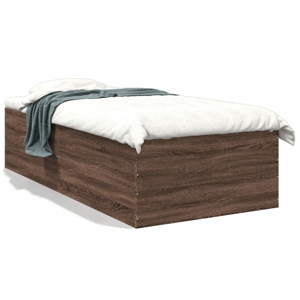 Bed Frame without Mattress Brown Oak 100x200 cm
