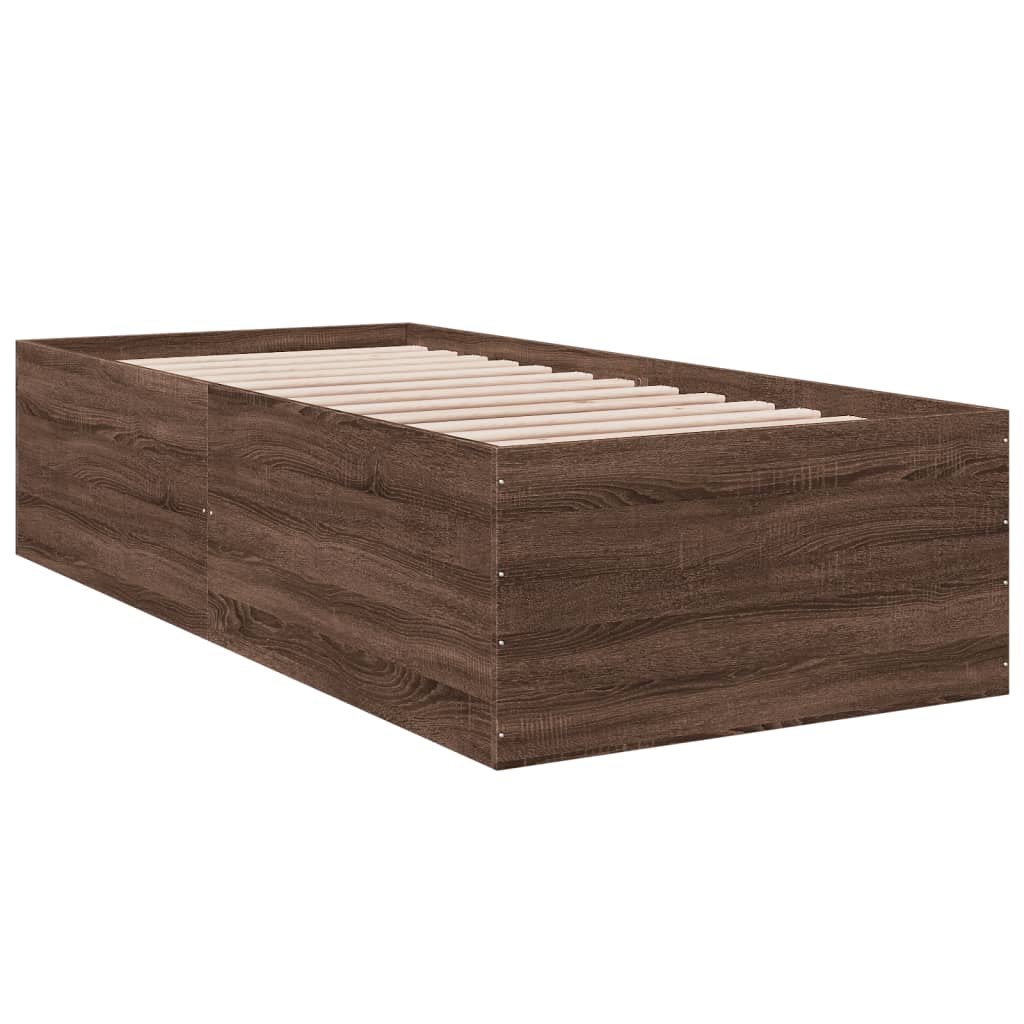 Bed Frame without Mattress Brown Oak 100x200 cm