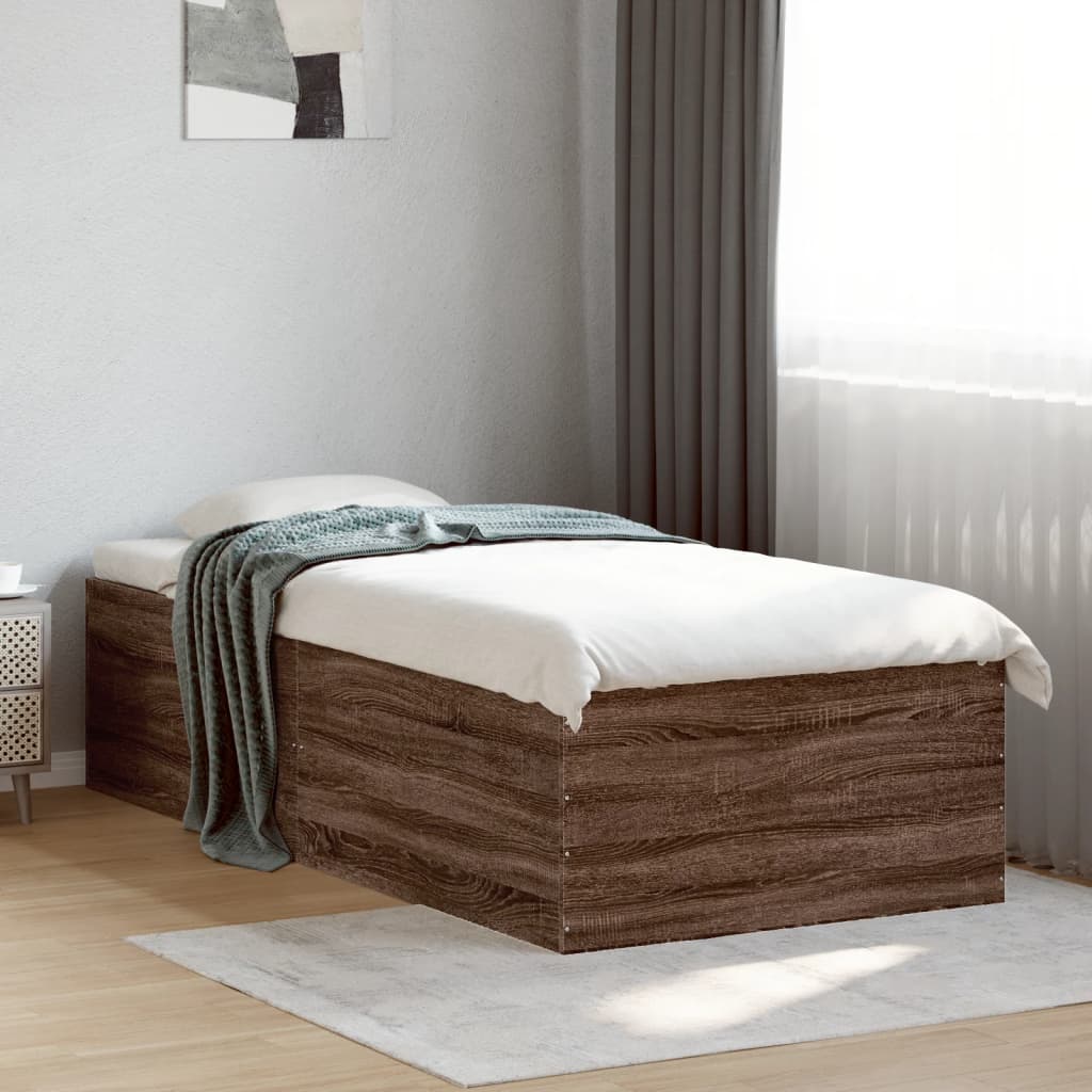 Bed Frame without Mattress Brown Oak 100x200 cm