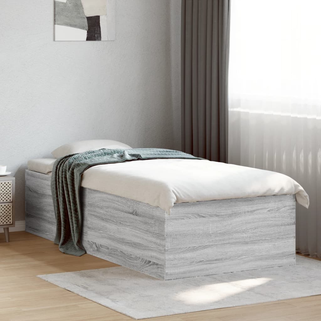 Bed Frame without Mattress Grey Sonoma 90x200 cm