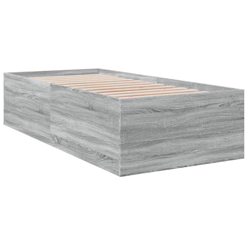Bed Frame without Mattress Grey Sonoma 90x190 cm Single