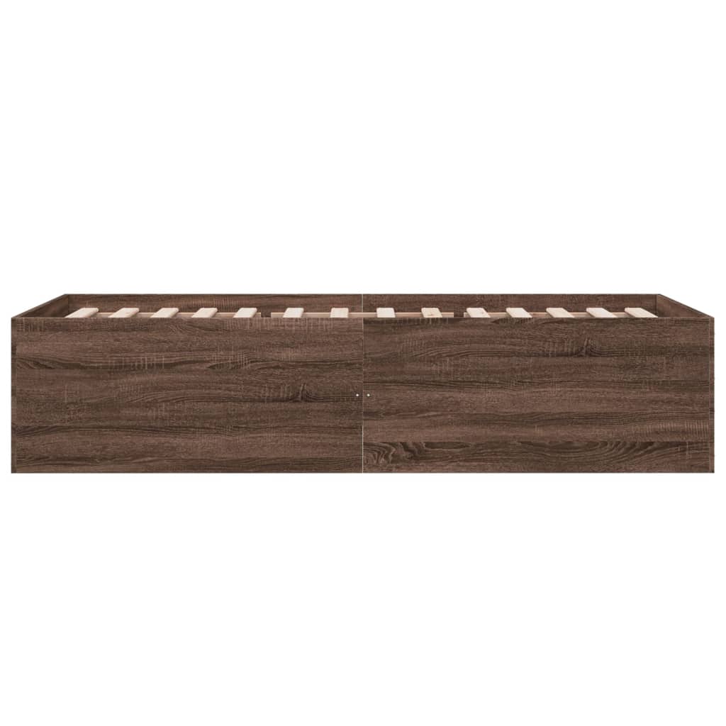 Bed Frame without Mattress Brown Oak 90x190 cm Single