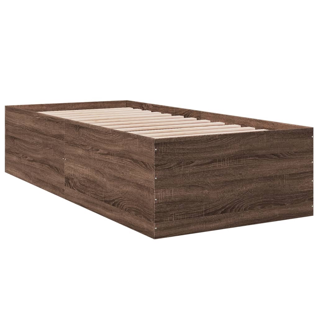 Bed Frame without Mattress Brown Oak 90x190 cm Single
