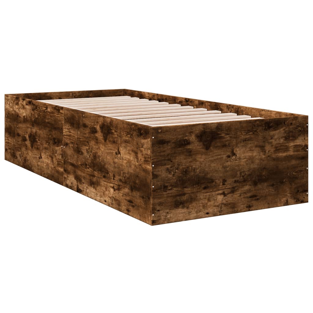 vidaXL Bed Frame without Mattress Smoked Oak 75x190 cm Small Single