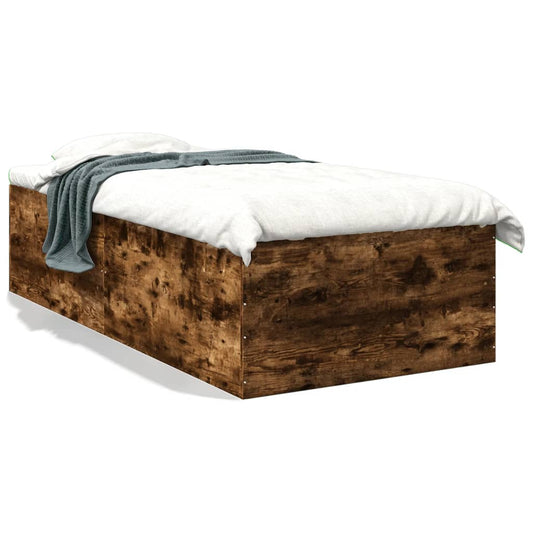 vidaXL Bed Frame without Mattress Smoked Oak 75x190 cm Small Single