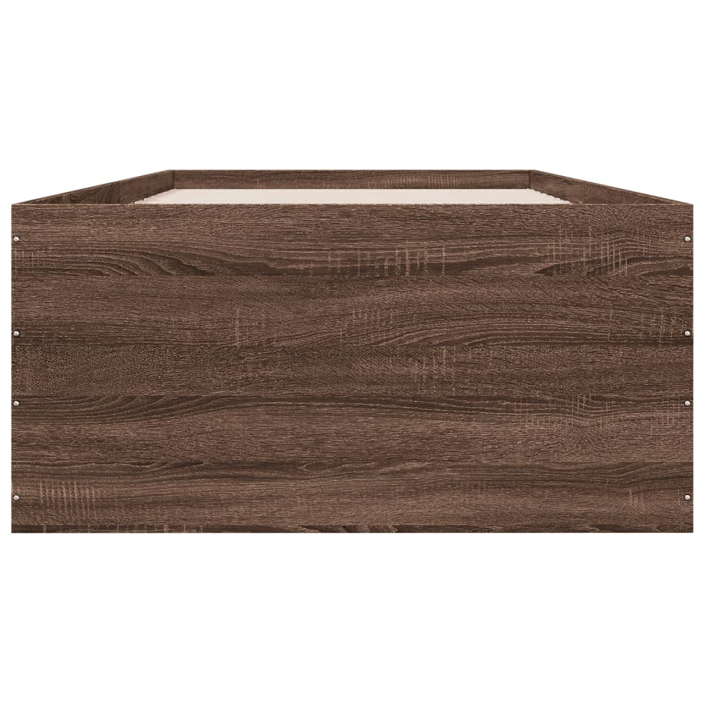 Bed Frame without Mattress Brown Oak 75x190 cm Small Single