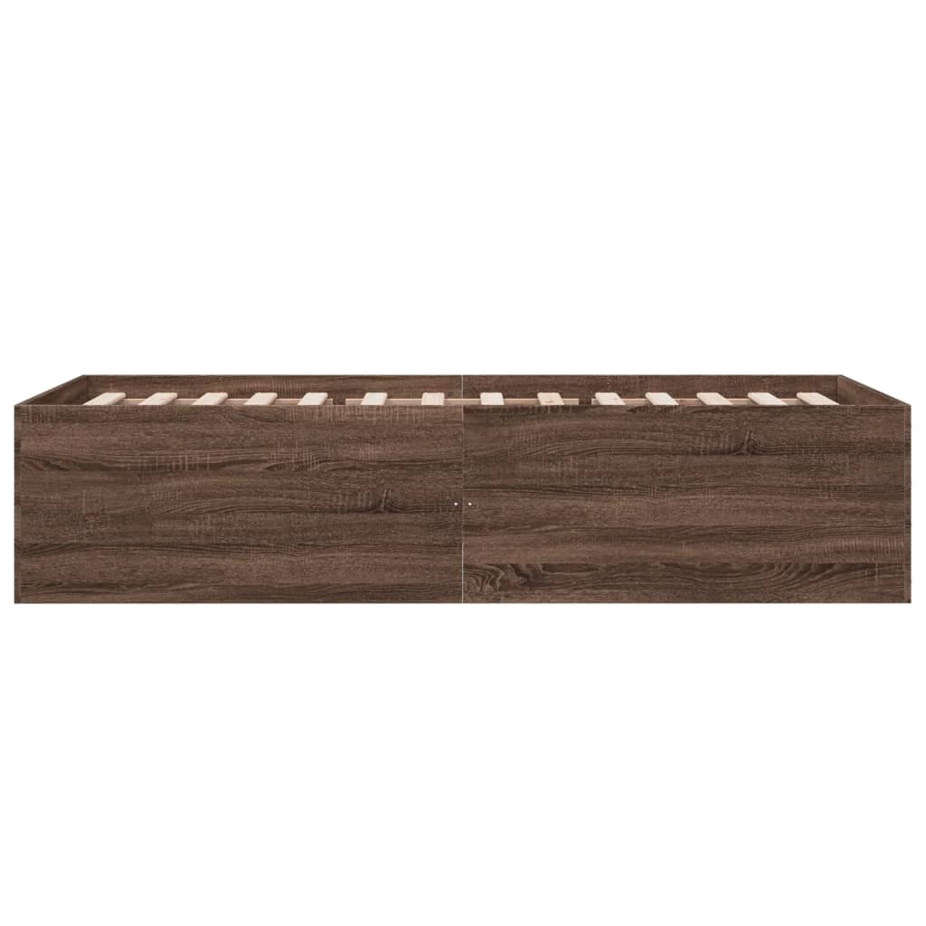 Bed Frame without Mattress Brown Oak 75x190 cm Small Single