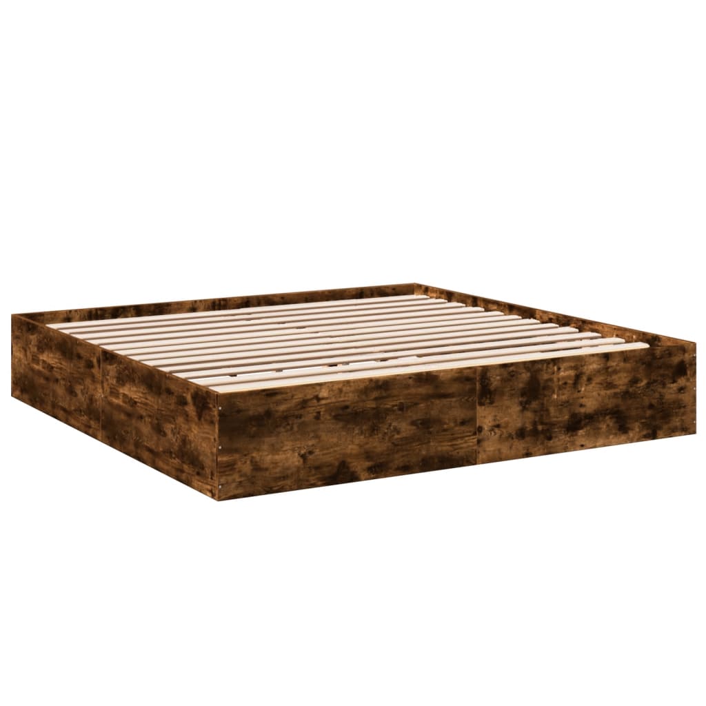 vidaXL Bed Frame without Mattress Smoked Oak 200x200 cm