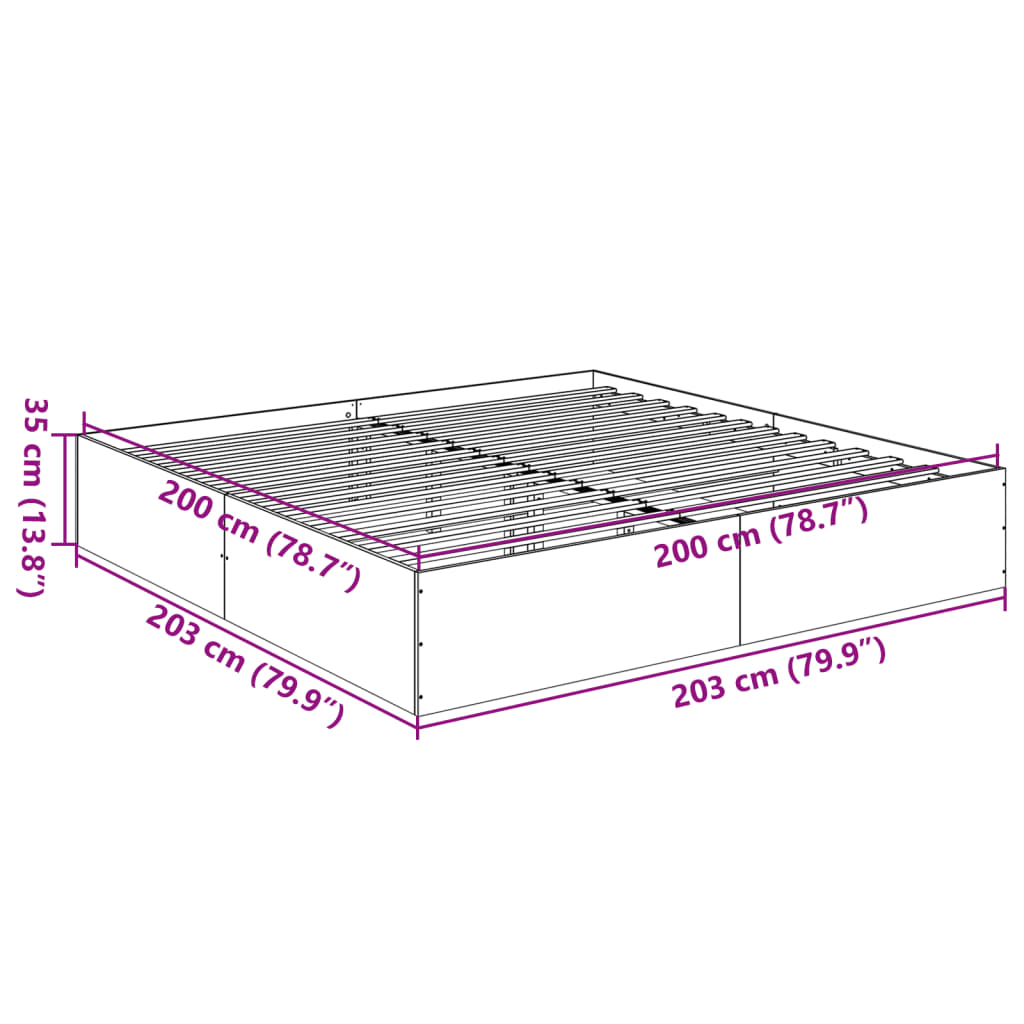 vidaXL Bed Frame without Mattress Smoked Oak 200x200 cm