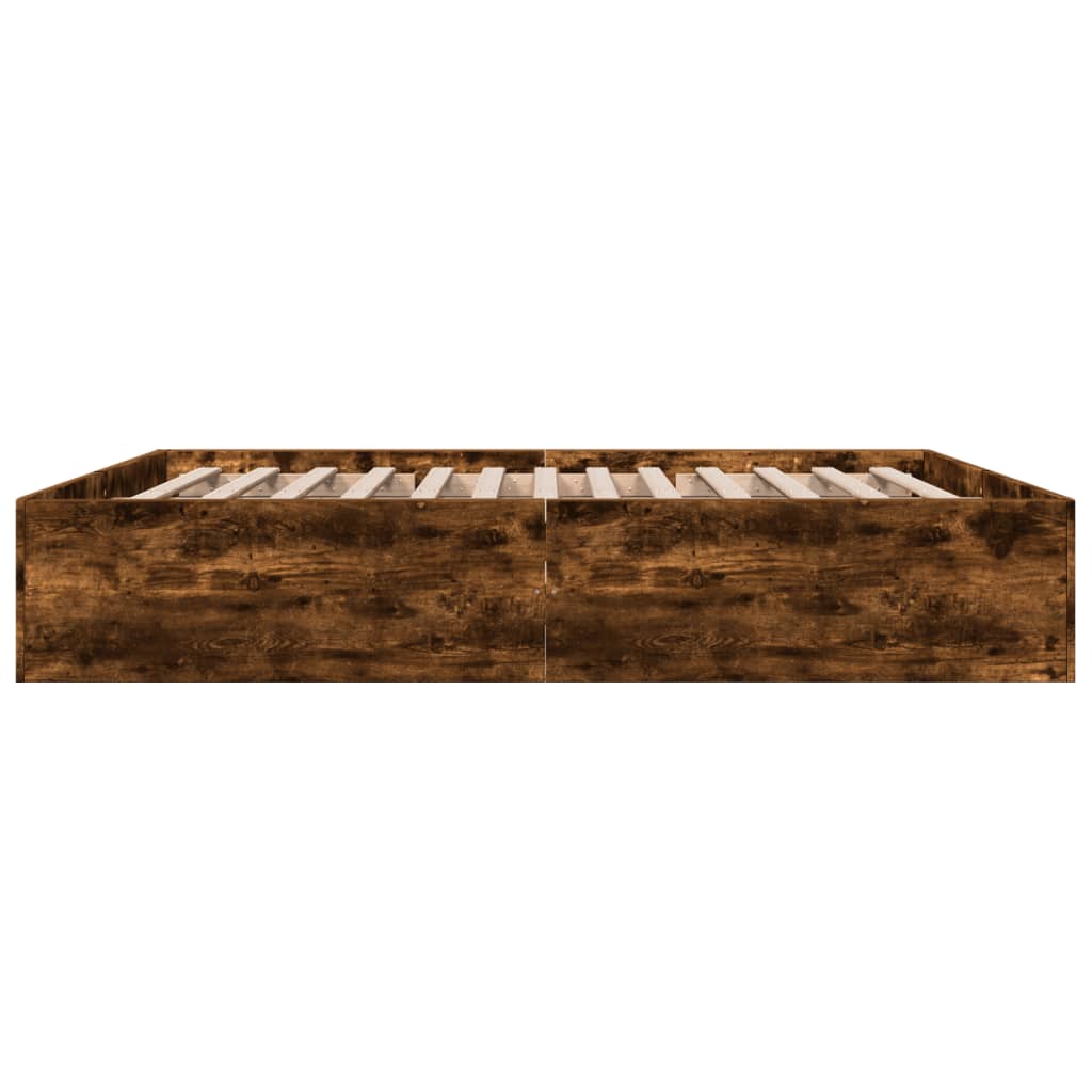 vidaXL Bed Frame without Mattress Smoked Oak 180x200 cm Super King