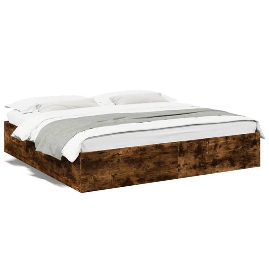 vidaXL Bed Frame without Mattress Smoked Oak 180x200 cm Super King