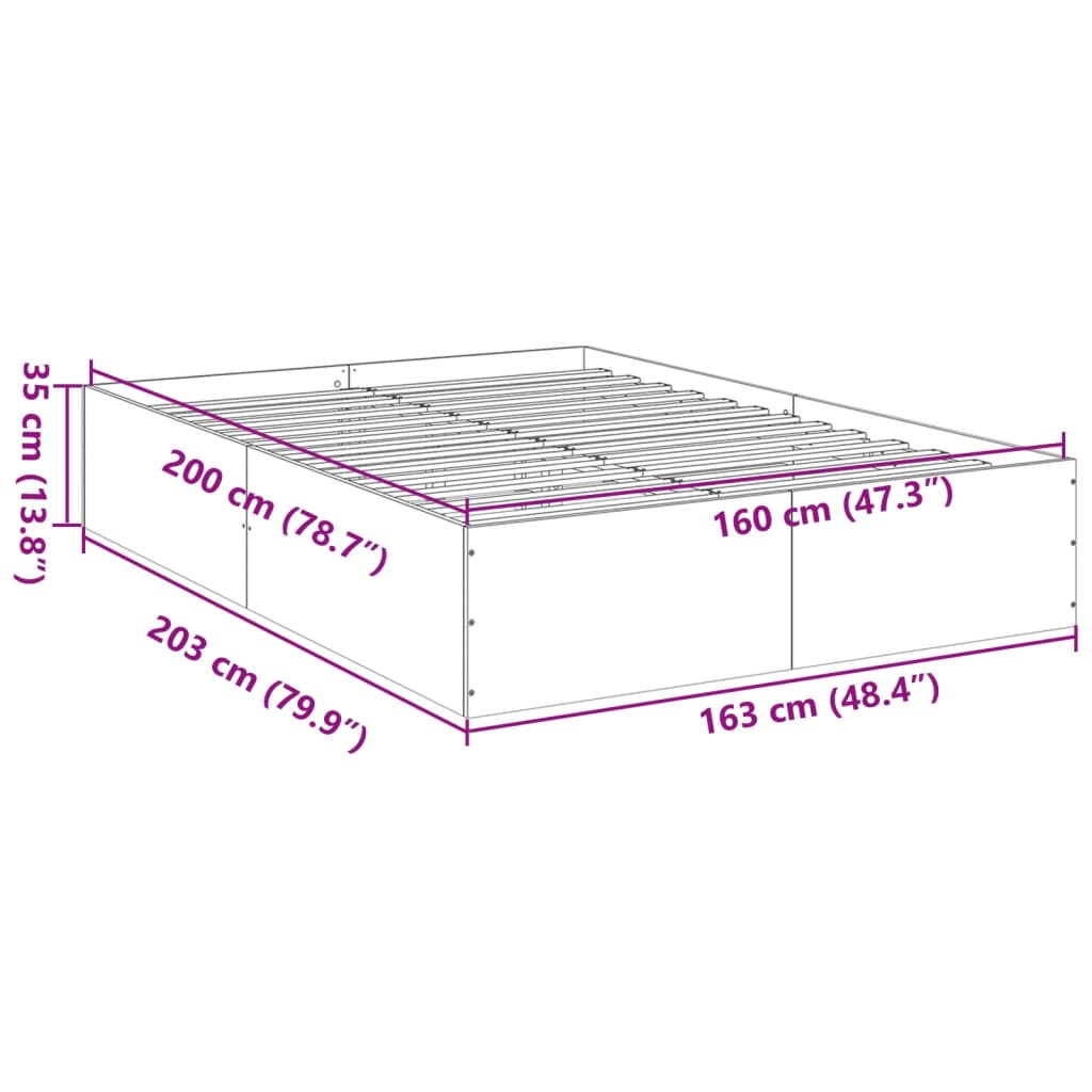 vidaXL Bed Frame without Mattress Sonoma Oak 160x200 cm