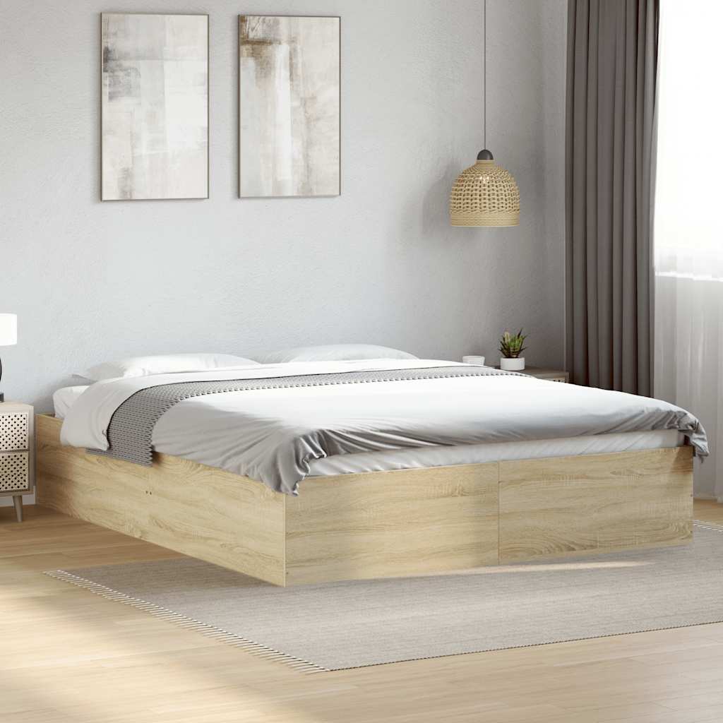 Bed Frame without Mattress Sonoma Oak 150x200 cm