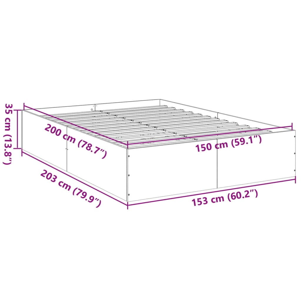 Bed Frame without Mattress Concrete Grey 150x200 cm